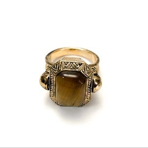 House of Harlow 1960 Jewelry - House of Harlow Engraved Skull Tigers Eye Ring House of Harlow 1960 Jewelry - House of Harlow Engraved Skull Tigers Eye Ring